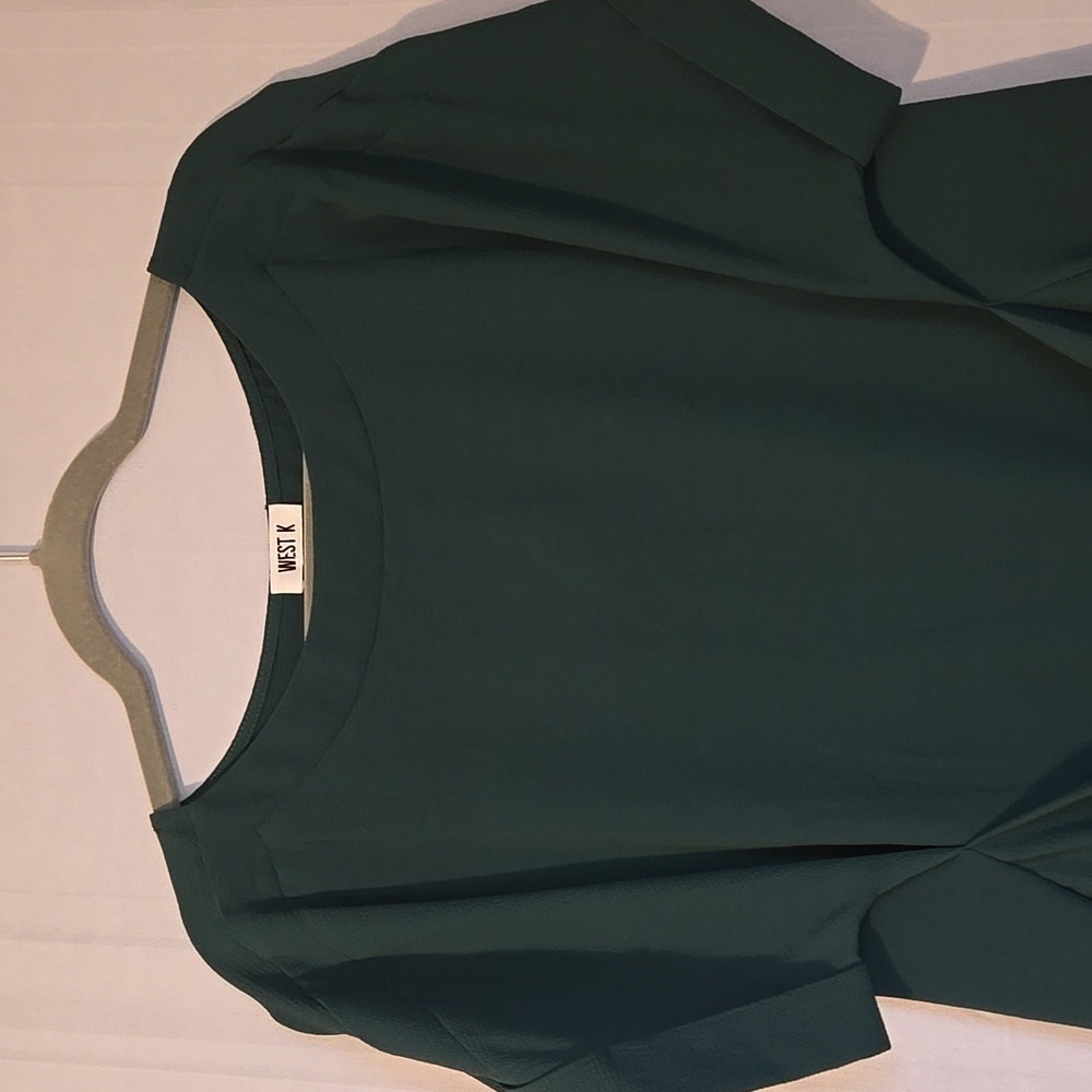 West K Dark Green Blouse with Tie Front Size XLP - Picture 3 of 8